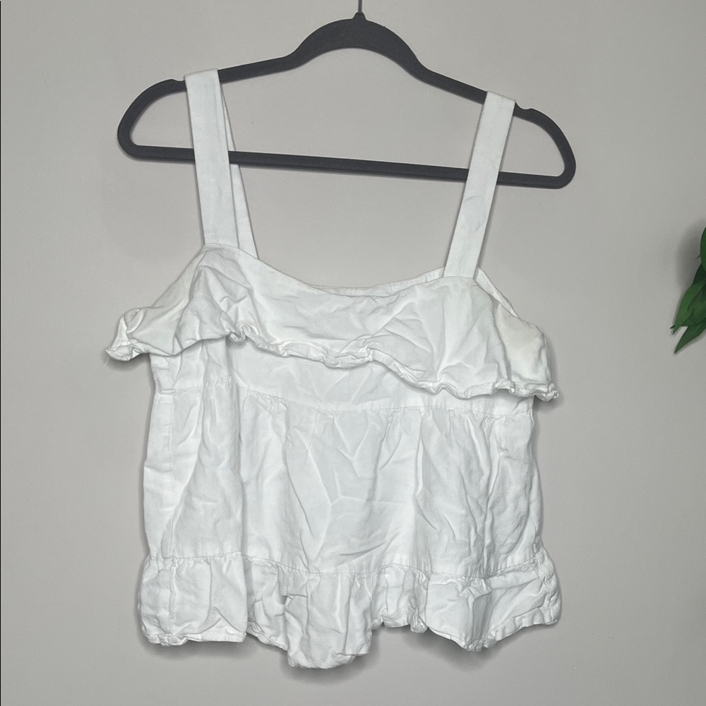 Madison The Label White Ruffled Women's Tank Top